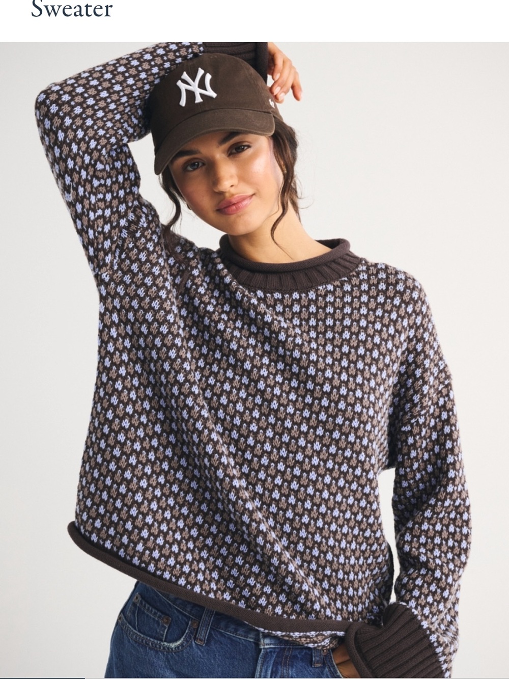 100% Cotton Roll Neck Crew Sweater